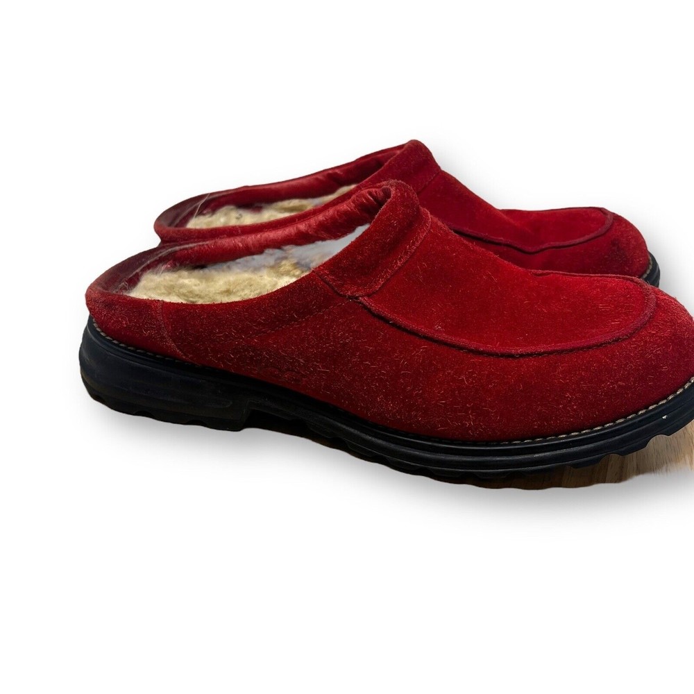UGG Kohala Shearling Women's Red Suede Shearling Lined Loafers Mules Size 11 - Picture 2 of 8
